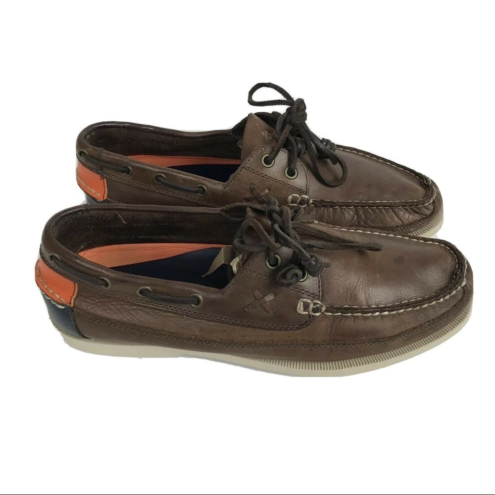 Polo Ralph Lauren mens brown leather boat shoes